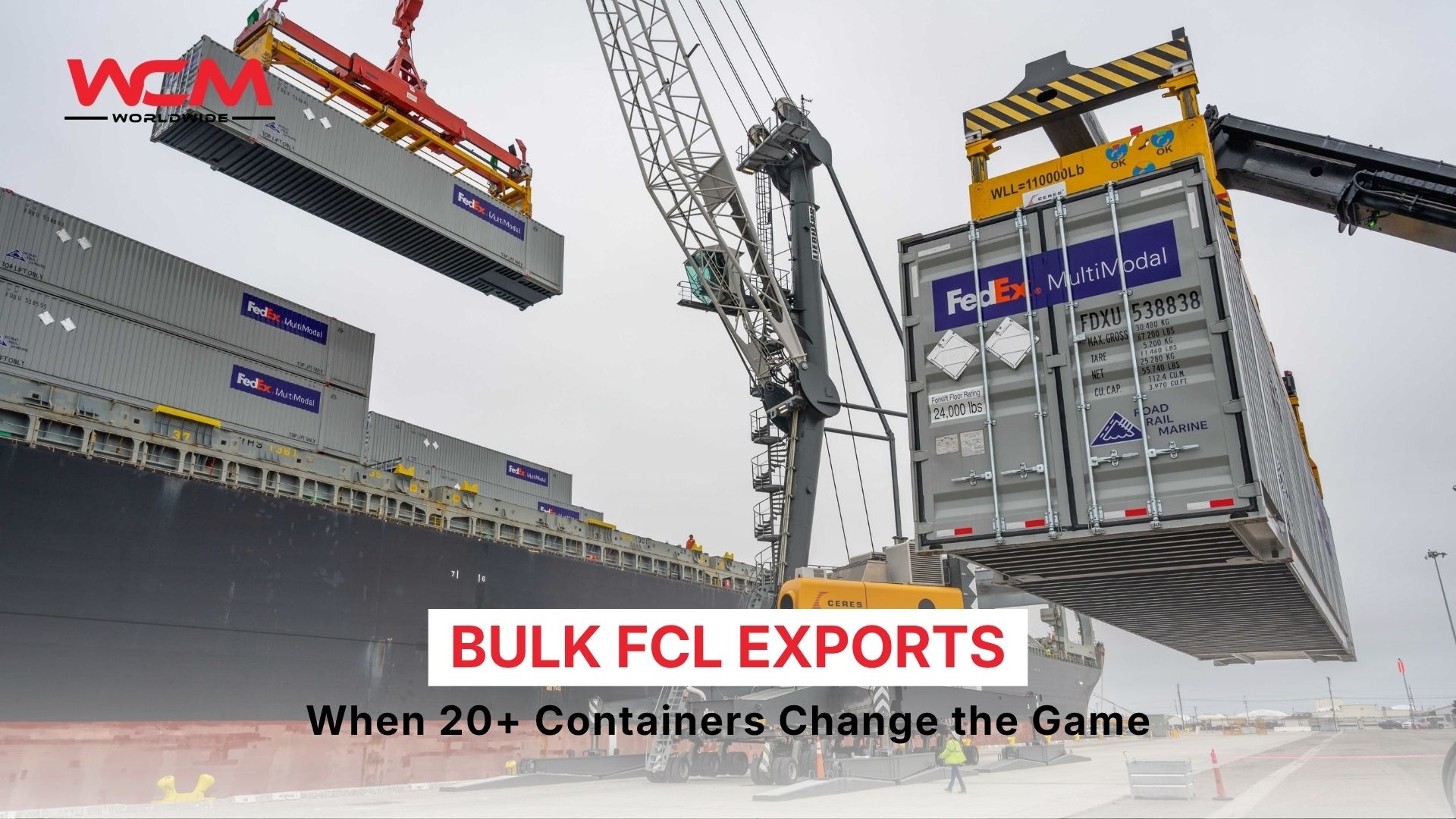 Bulk FCL export containers moving through a major US port with carrier allocation, gateway routing and ocean freight program coordination