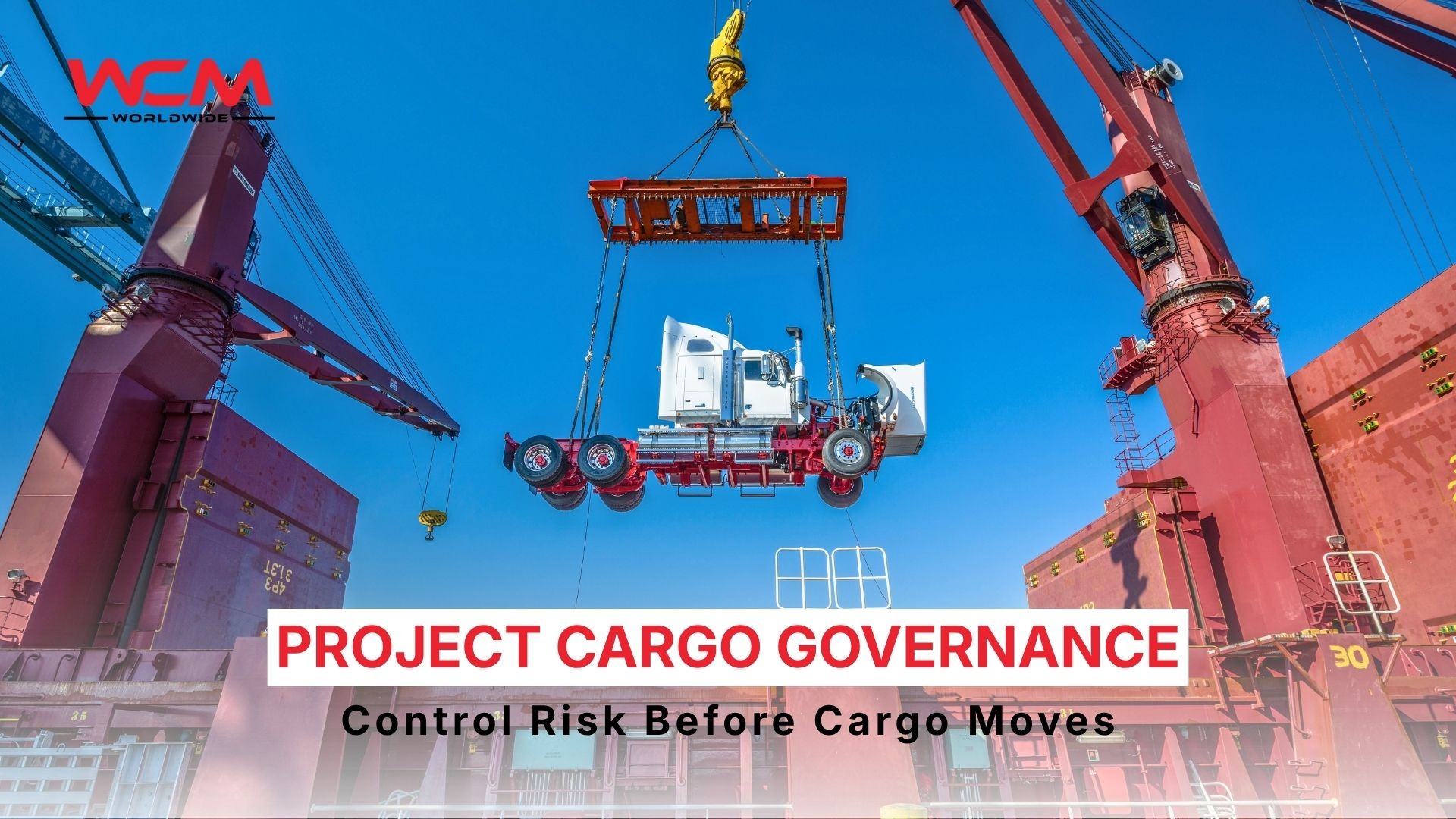Enterprise project cargo governance process showing heavy lift cargo coordination across engineering, chartering, port handling and inland delivery